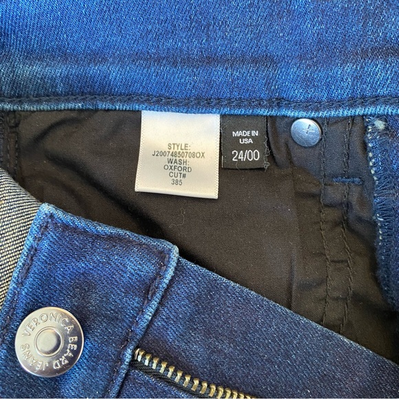 Veronica Beard Kate Skinny High Rise Jeans With Front Slit Oxford Blue Size 24 - Picture 11 of 12